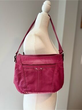 Y2K genuine leather pink/magenta shoulder bag Barbie coquette